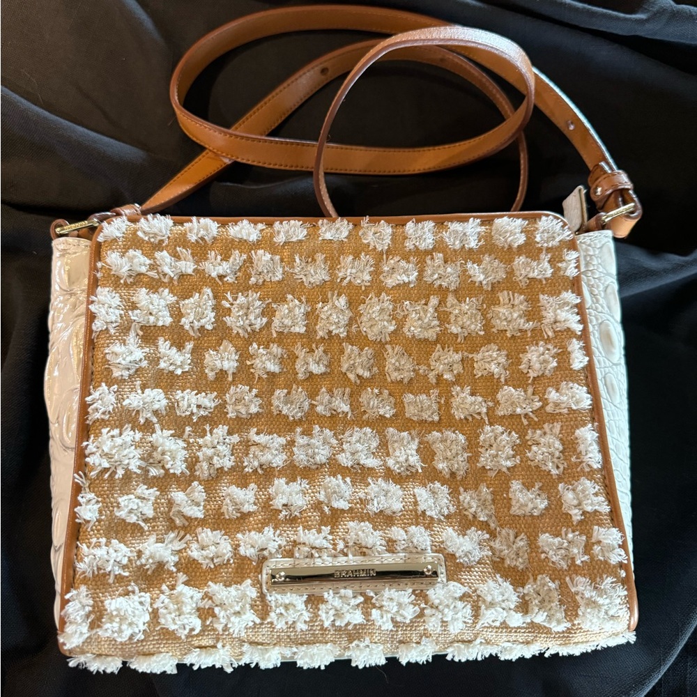 Brahmin Raffia Faux croc Textured Crossbody – Excellent Condition